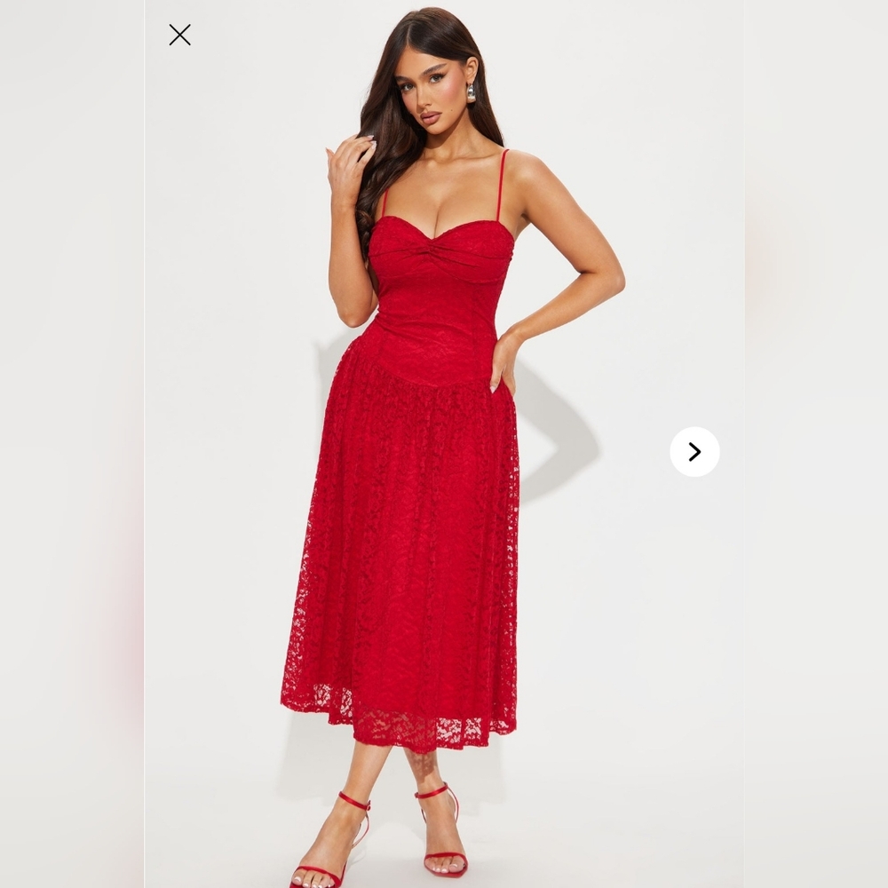 Fashion Nova Red Sweetheart Midi Dress